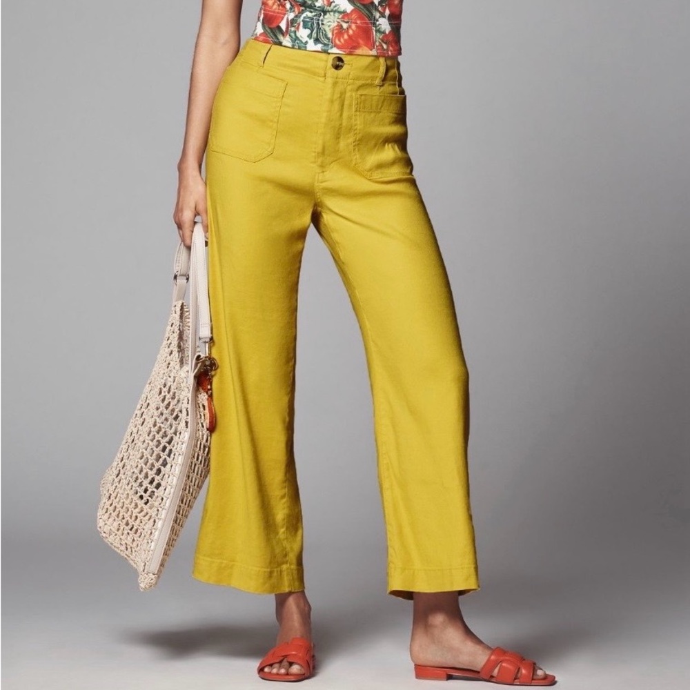 Anthropologie Maeve Colette European Linen Stretch Wide Leg Pants 31 NWT